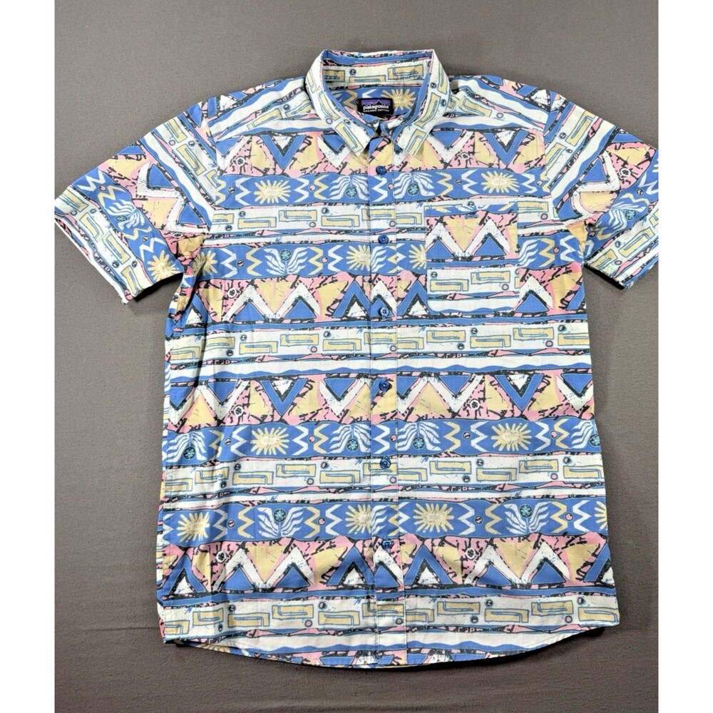 Patagonia Go-To Shirt Mens Medium Organic Cotton Aztec Tribal Geometric Print